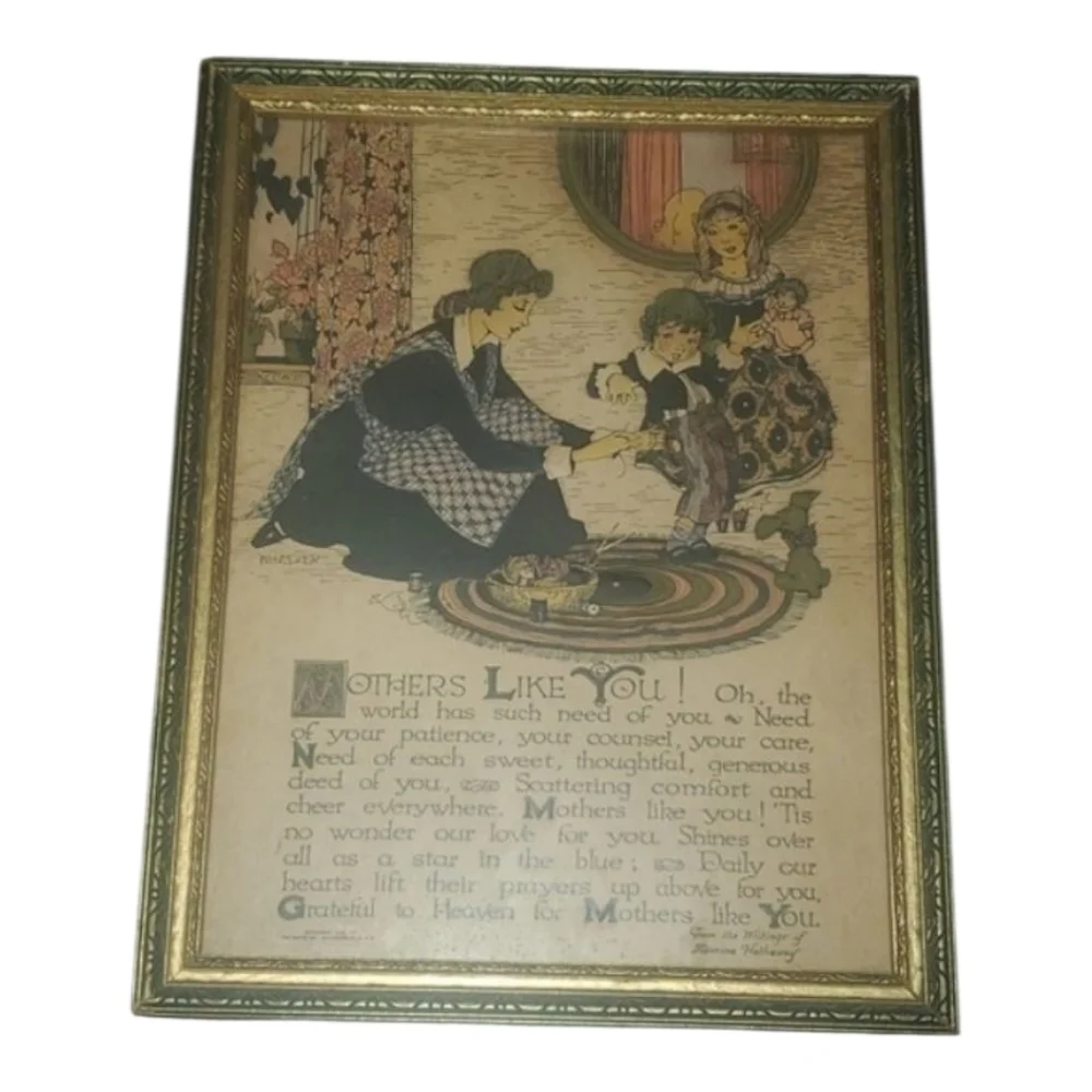 Vintage Framed Art with Mothers Poem 9x7x1/4 Perfect For Mother's Day Mom